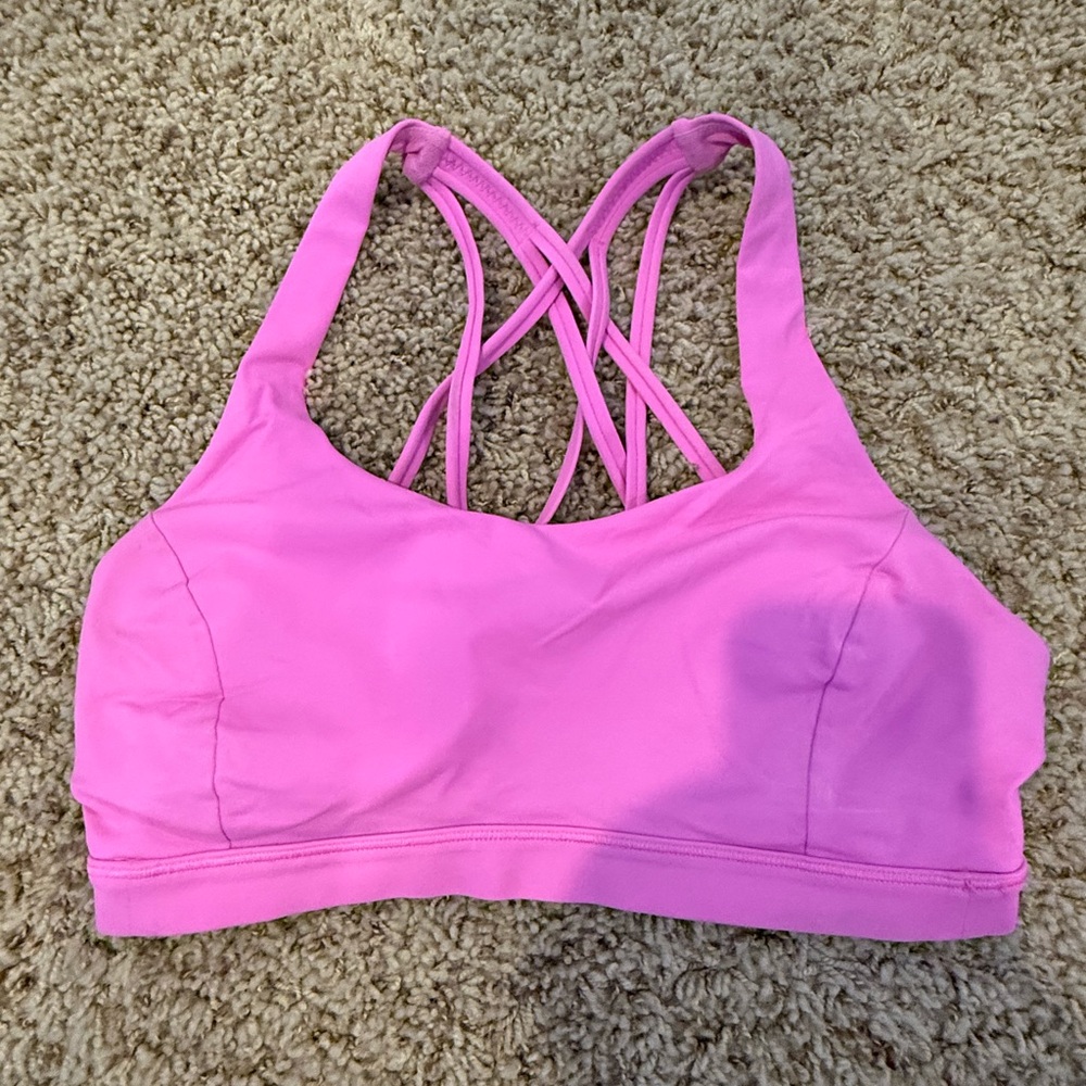 Pink lululemon strappy sports bra size 6